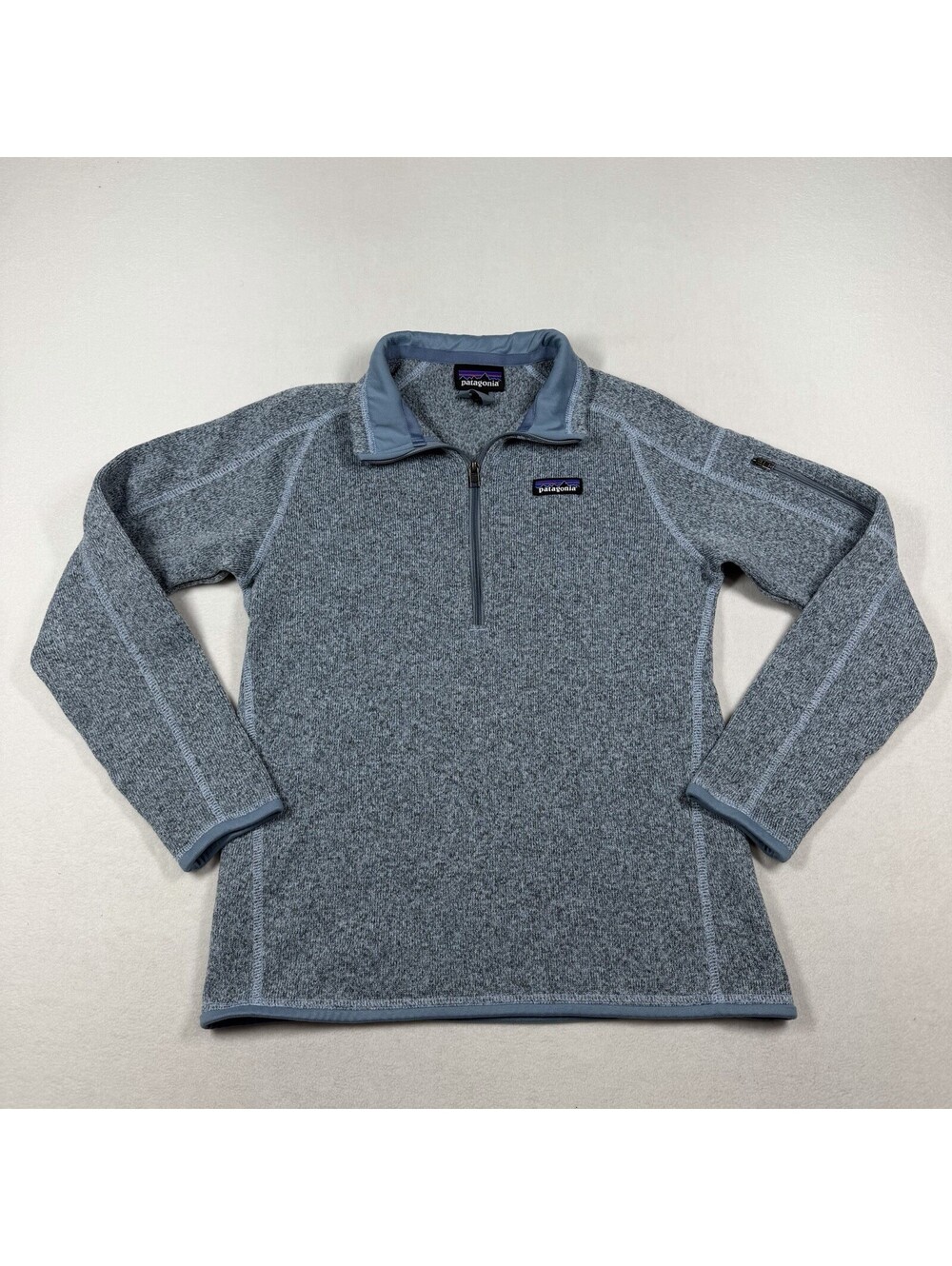 Patagonia Better Sweater 1/4 Zip Fleece Jacket Light Blue Heather Gray Women's M